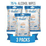 Hand Sanitizing Travel Wipes – 75% Travel Size Alcohol Wipes, (3x20ct Packs, 60ct) - Large Wipes, Fresh Citrus Scent, Moisturizing - Travel, Home, Office, Daily Use for Car, Bag, Purse, Airplane (Copy)