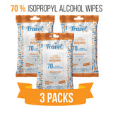 Hand Sanitizing Travel Wipes – 70% Travel Size Isopropyl Alcohol Wipes, (3x20ct Packs, 60ct) - Large Wipes, Unscented, Moisturizing - Travel, Home, Office, Daily Use for Car, Bag, Purse, Airplane (Copy)