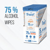 Hand Sanitizing Travel Wipes – 75% Travel Size Alcohol Wipes, (10x20ct Packs, 200ct) - Large Wipes, Fresh Citrus Scent, Moisturizing - Travel, Home, Office, Daily Use for Car, Bag, Purse, Airplane