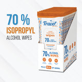 Hand Sanitizing Travel Wipes – 70% Travel Size Isopropyl Alcohol Wipes, (10x20ct Packs, 200ct) - Large Wipes, Unscented, Moisturizing - Travel, Home, Office, Daily Use for Car, Bag, Purse, Airplane