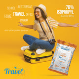 Hand Sanitizing Travel Wipes – 70% Travel Size Isopropyl Alcohol Wipes, (10x20ct Packs, 200ct) - Large Wipes, Unscented, Moisturizing - Travel, Home, Office, Daily Use for Car, Bag, Purse, Airplane