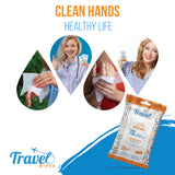 Hand Sanitizing Travel Wipes – 70% Travel Size Isopropyl Alcohol Wipes, (10x20ct Packs, 200ct) - Large Wipes, Unscented, Moisturizing - Travel, Home, Office, Daily Use for Car, Bag, Purse, Airplane